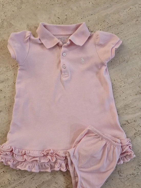 Ralph Lauren Light Pink Polo Dress with Ruffle Bloomers