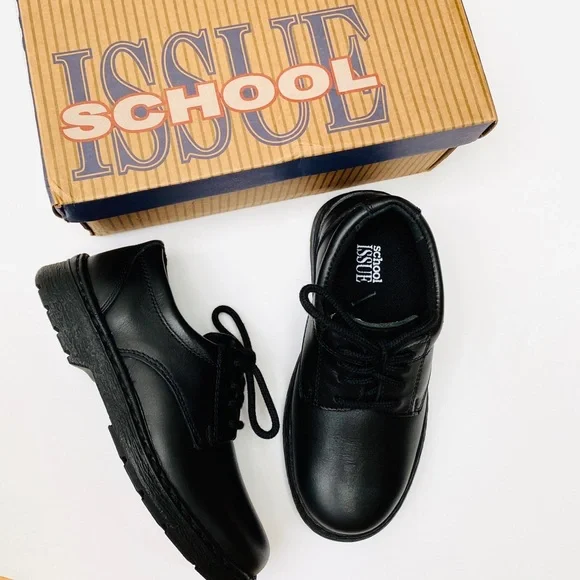 SCHOOL ISSUE Boys Black Leather Shoes