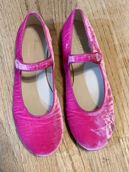 Brunellis Hot Pink Velvet Mary Jane Girls EU 37 NWOT