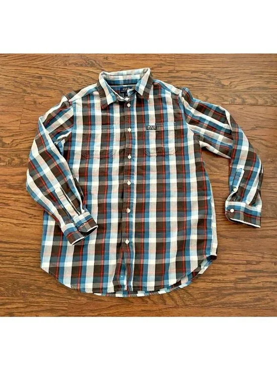 Ralph Lauren Boys Sz Large 14/16 Polo Checked Button Down Long Sleeve Shirt U9a