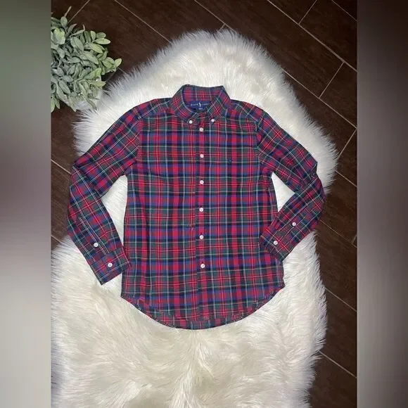 Ralph Lauren red plaid button down sz med 10/12