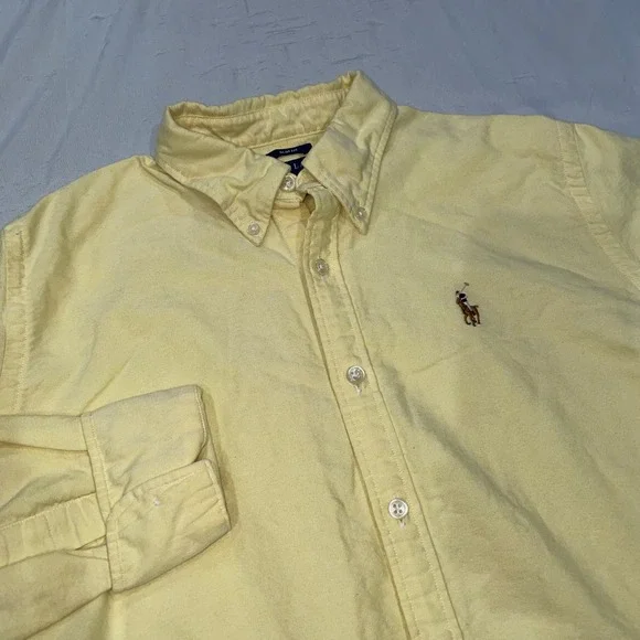Ralph Lauren Kids Yellow Oxford Button Down Shirt Slim Fit Size 8 Long Sleeve
