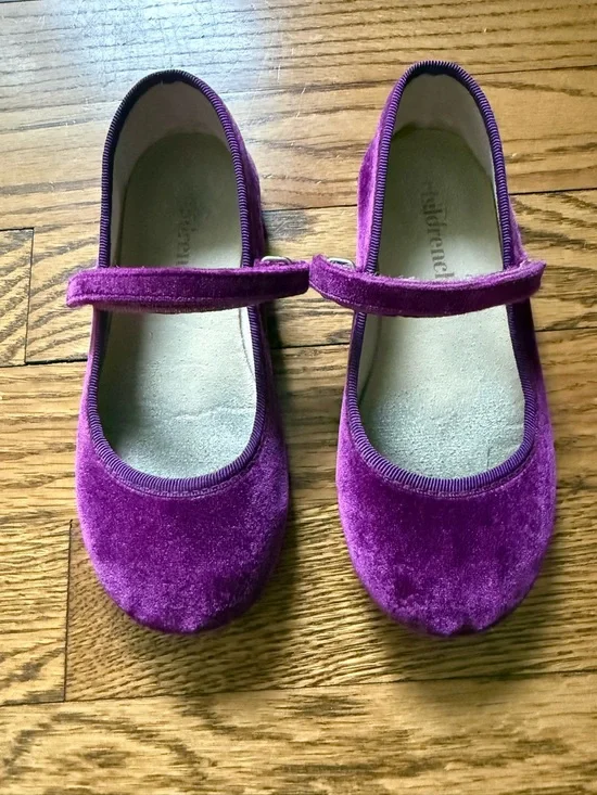 Childrenchic Purple Velvet Mary Jane Shoes EU 28 US 11 Girls