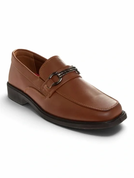 Josmo Tan Boys Slip on Loafer Dress Shoes Metal Accent Size 6