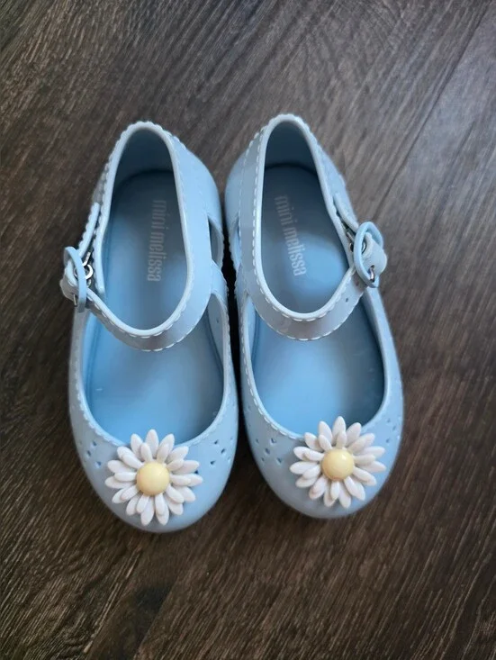 Mini Melissa blue daisy flower Mary Jane jelly shoes