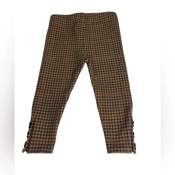 Ralph Lauren Brown Houndstooth Kids buttons at the ankles Leggings. Girls 12 M