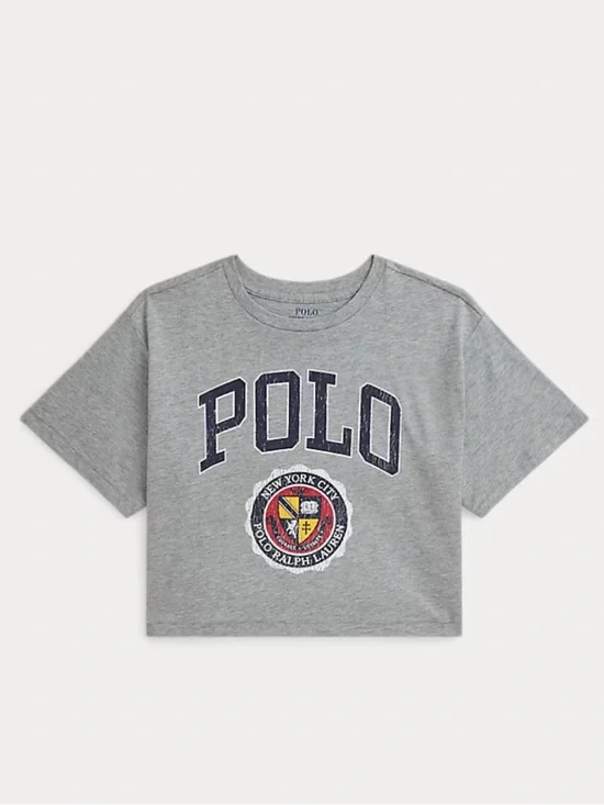 NWT Polo Ralph Lauren Girls Logo Crest Cotton Jersey Boxy Tee Classic Premium
