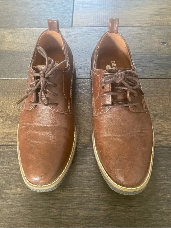 Deer Stags Brown Kids' Dress Lace-Up Shoes