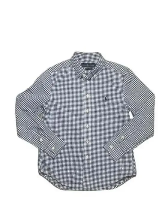 Ralph Lauren Boys Gingham Check Poplin Sportshirt Blue M 10-12