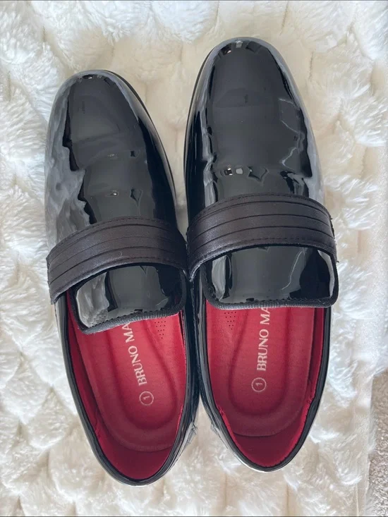 Bruno Marc Boys' Black Patent Dress Loafers