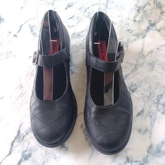Rachel Shoes Mary Jane Girls Size 4 Black Quilted Buckle Strap Dress‎ Shoes