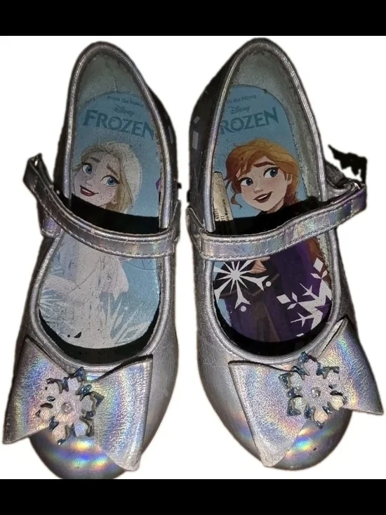 DISNEY FROZEN Toddler Silver Princess Dress Shoes/Heels Dress Up Fancy Size 7
