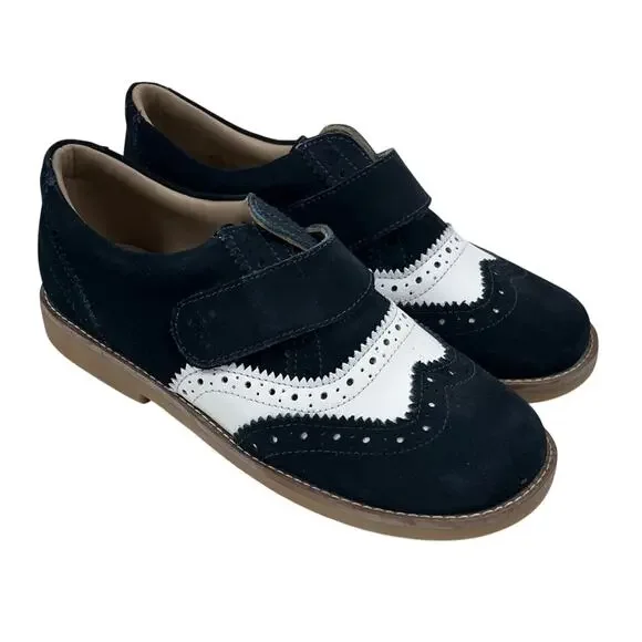 NEW Elephantito Jamie Navy/White Suede Oxford Wingtip Shoes Size 3