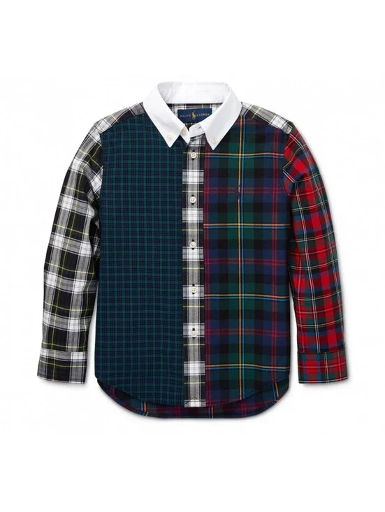 Polo Ralph Lauren Multi Plaid L/S Shirt With White Collar 3T