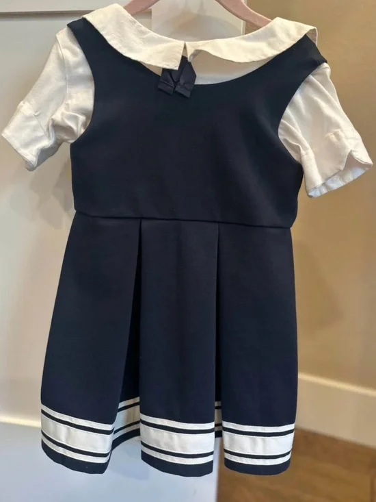 Ralph Lauren Navy and White Sailor-Style Girls Formal Dress