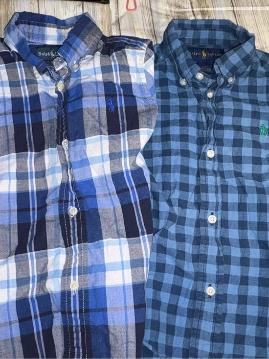 Ralph Lauren Blue Plaid & Blue Gingham Button-Down Shirts