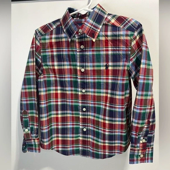 Ralph Lauren Boys Size 5 Plaid Shirt - Red, Green, Blue, Yellow