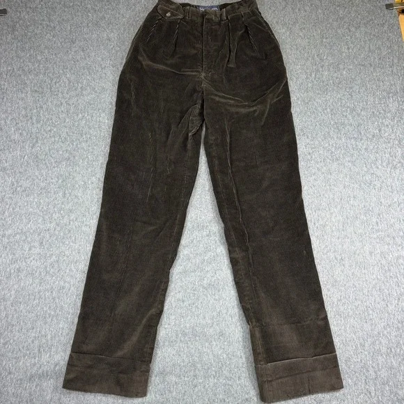 Ralph Lauren Kids Size 6 Brown Corduroy Pleated Cuffed Trousers Made in USA