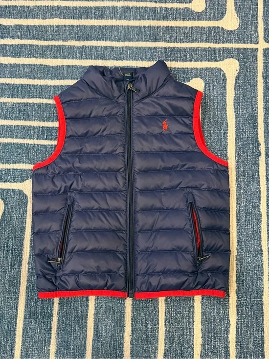 Polo Ralph Lauren Boys 3T Navy Puffer Vest Red Trim