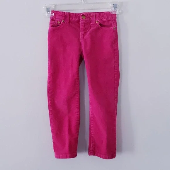 Ralph Lauren Little Girls Corduroy Pants 4T Embroidered Logo School Preppy Pink