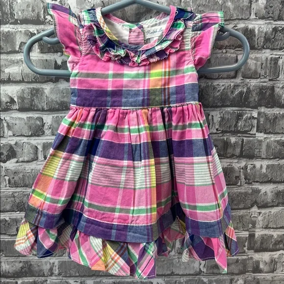 Baby girl's Ralph‎ Lauren Pink and Green Plaid Dress