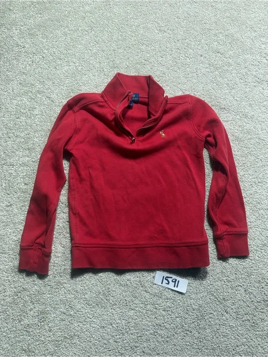 Polo Ralph Lauren Boys Cotton Red Quarter Zip Pullover Logo Size 5T