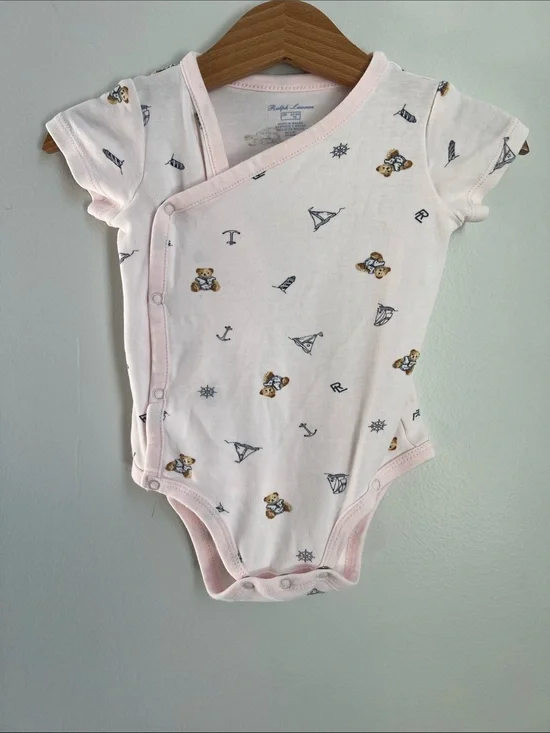 Ralph Lauren | Light Pink Teddy & Nautical Print One-Piece Size 6 Months