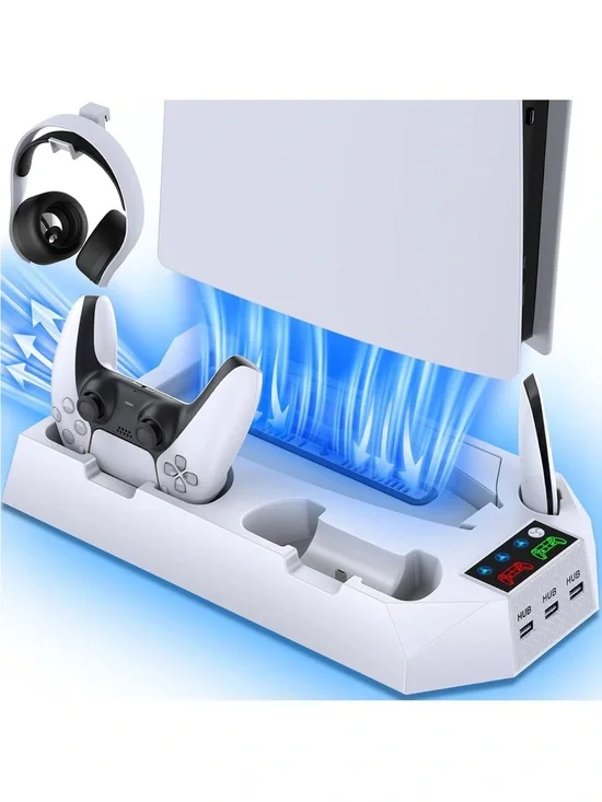 White PS5 Accessory Charging and Cooling Dock