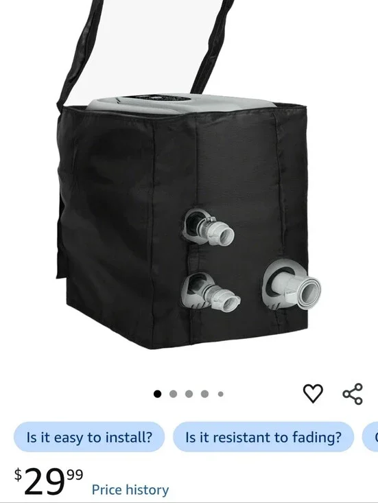 Universal Black Inflatable Spa Pump Cover with Hose Connectors