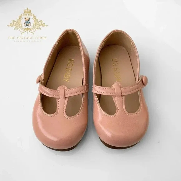 NWT Pretty Girls Mary Jane Flats Vintage Style Children's Shoes Blush Pink 5.5