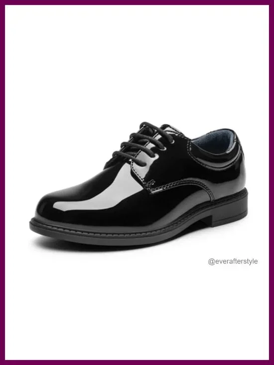 Boys Oxford Dress Shoes Faux Leather Lace Up Low Top