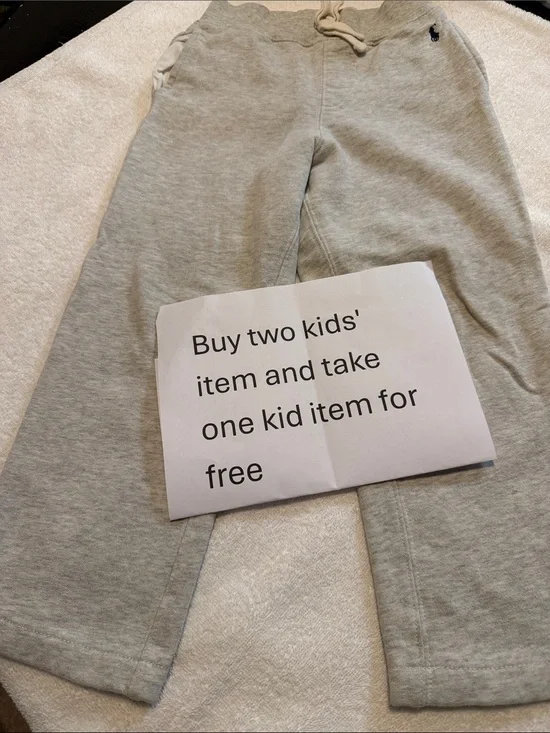 Ralph Lauren Light Grey Kids Sweatpants with Drawstring