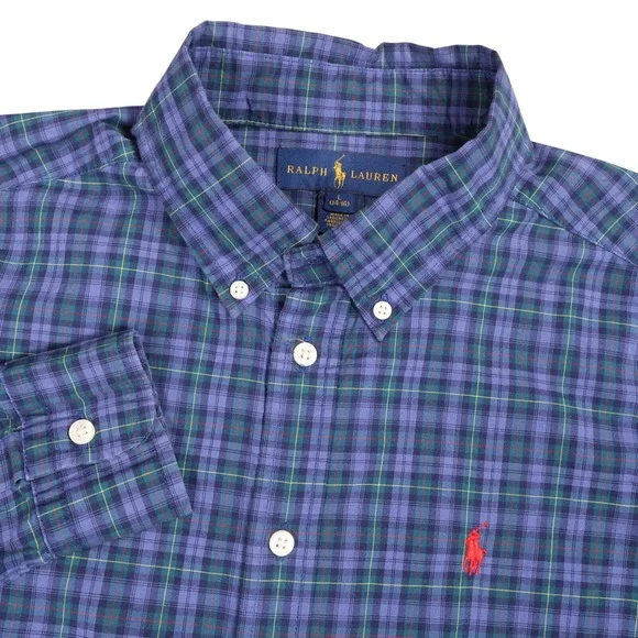 Polo Ralph Lauren Plaid Button Down Shirt Long Sleeve Classic‎ Kids Size L 14-16