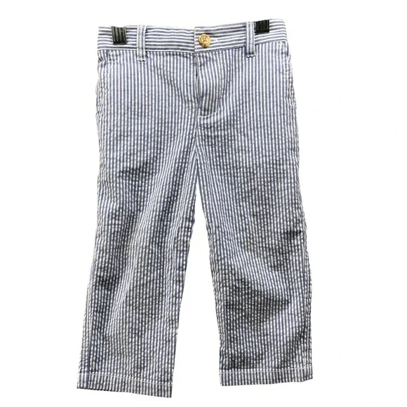 Ralph Lauren Baby Boys 18M Seersucker Dress Pants‎ Blue White Striped Trouser