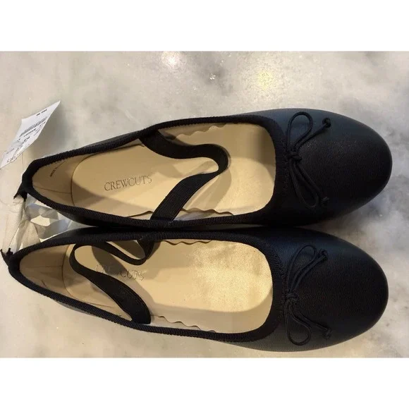 Crewcuts‎ Ballet Flats Girls Size 13 Black Bow Elastic Strap BT667 NEW