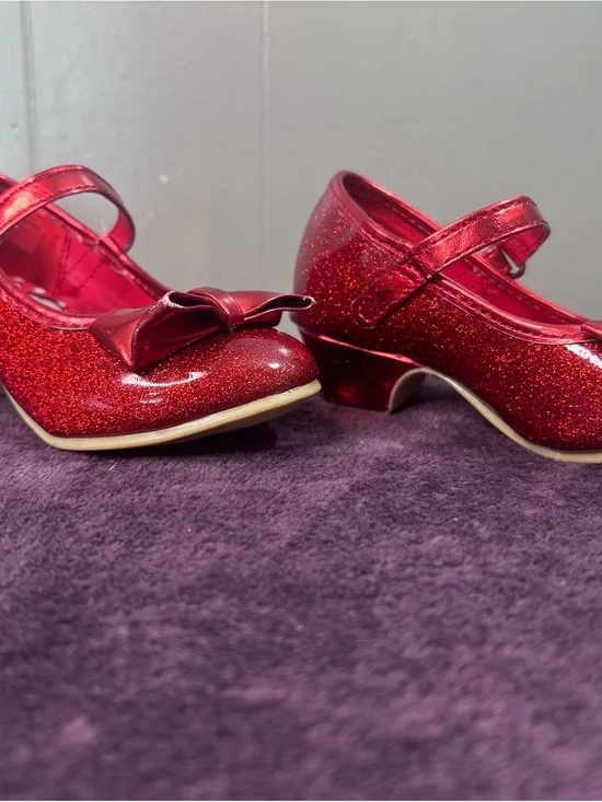 Disney Shimmering Red Glitter Mary Jane Dress Shoes with Bow