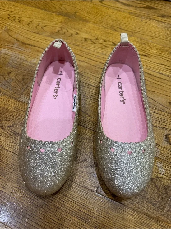 Carter's Gold Glitter Girls' Ballet Flats with Pink Insole