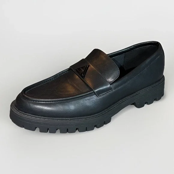 ALDO‎ Woman's Black Lug Sole Loafers Size 10M Logo