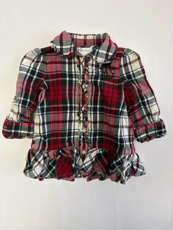 Vintage Ralph Lauren Holiday Plaid Baby Dress 9M