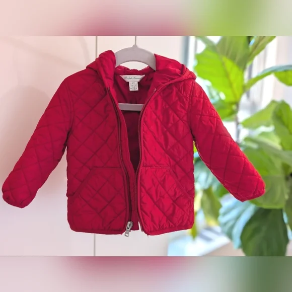 Ralph Lauren Red Quilted Water Repellent Zip-up Jacket Size 18 months