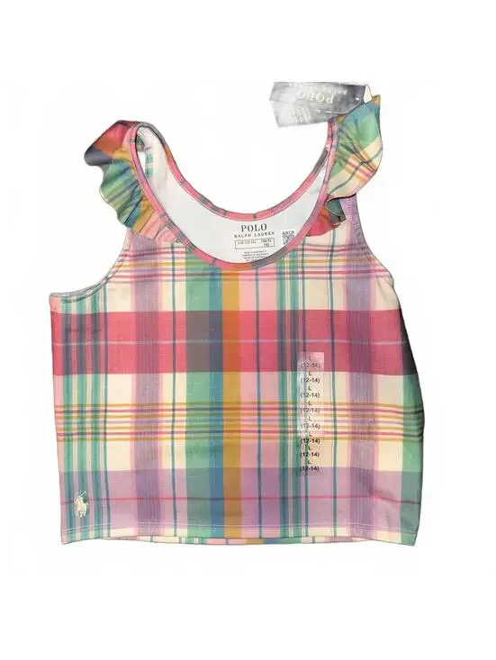 Polo Ralph Lauren Girls' Plaid Ruffle Tank Top Size L (12-14)