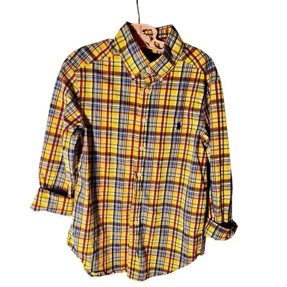 Ralph Lauren Boys Long Sleeve Plaid Button Down Shirt S/8
