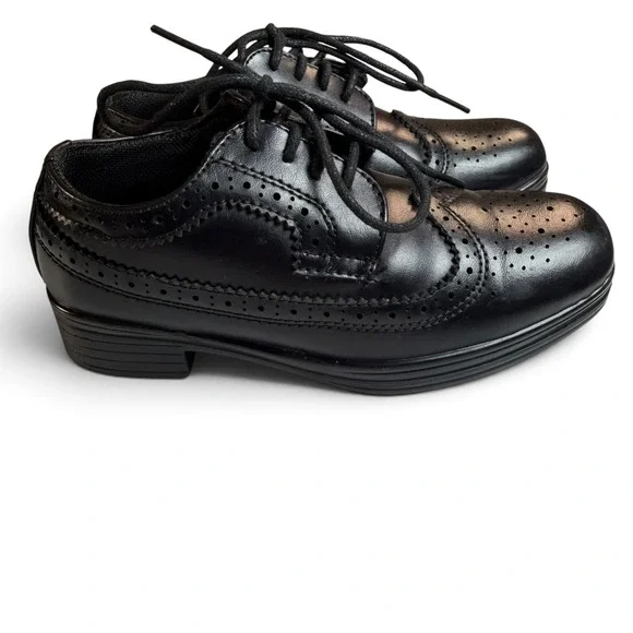 Kids Ace Black Wingtip Oxford Dress Shoes Size 11M Brogue Lace Up Formal