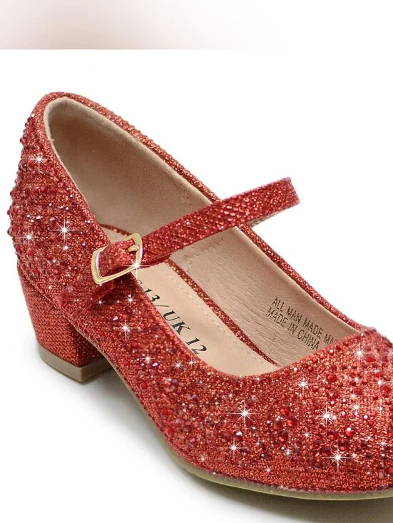 Girls Sparkle Mary Jane Wizard Of Oz Dorothy Inspired Dress Shoes - Red