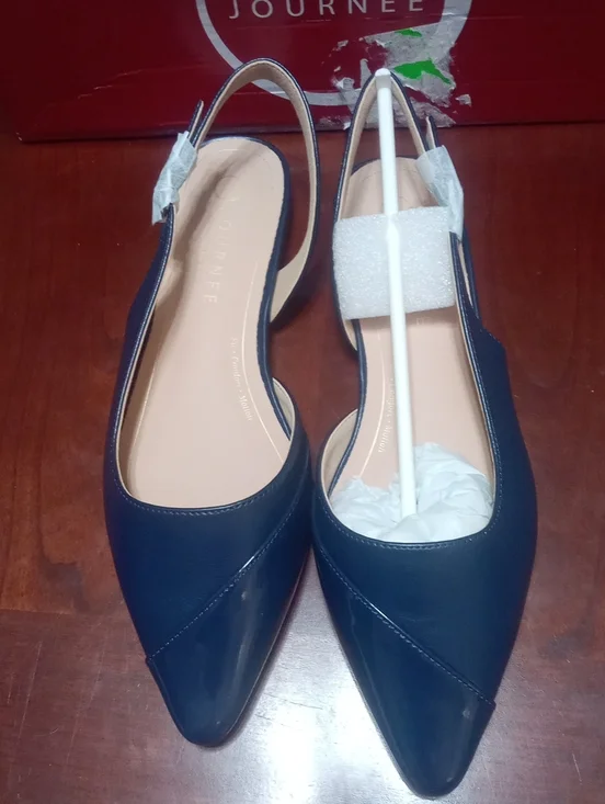Journee Collection Navy Slingback Pointed Flats Daphne 8 1/2 Navy Blue NWT $55