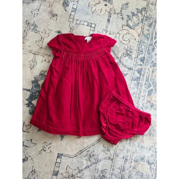 Ralph Lauren Infant Size 12 months Red Corduroy 100% Cotton‎ Dress