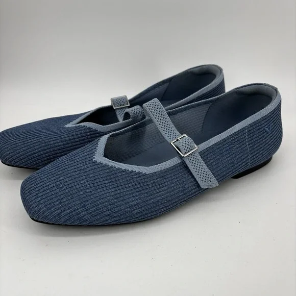 Vivaia Square-Toe Mary Janes (Margot Mary Jane) Size EU 41 US 10 Denim Blue