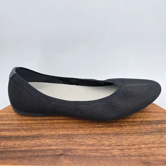 Allbirds Tree Breezers Ballet Flats Womens 10.5 Black Stretch Point Comfort Shoe