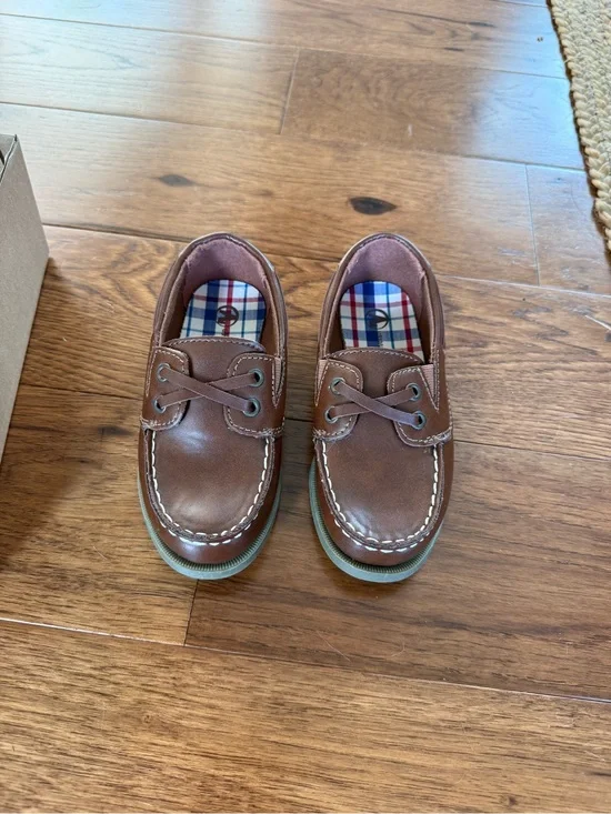 Kids Brown Leather Boat Shoes