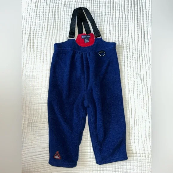 Vintage Ralph Lauren Navy Fleece Overalls with Black Suspenders